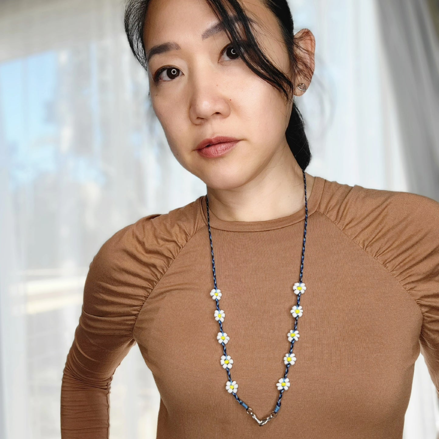 Handmade beaded necklace face mask holder/eyeglasses holder