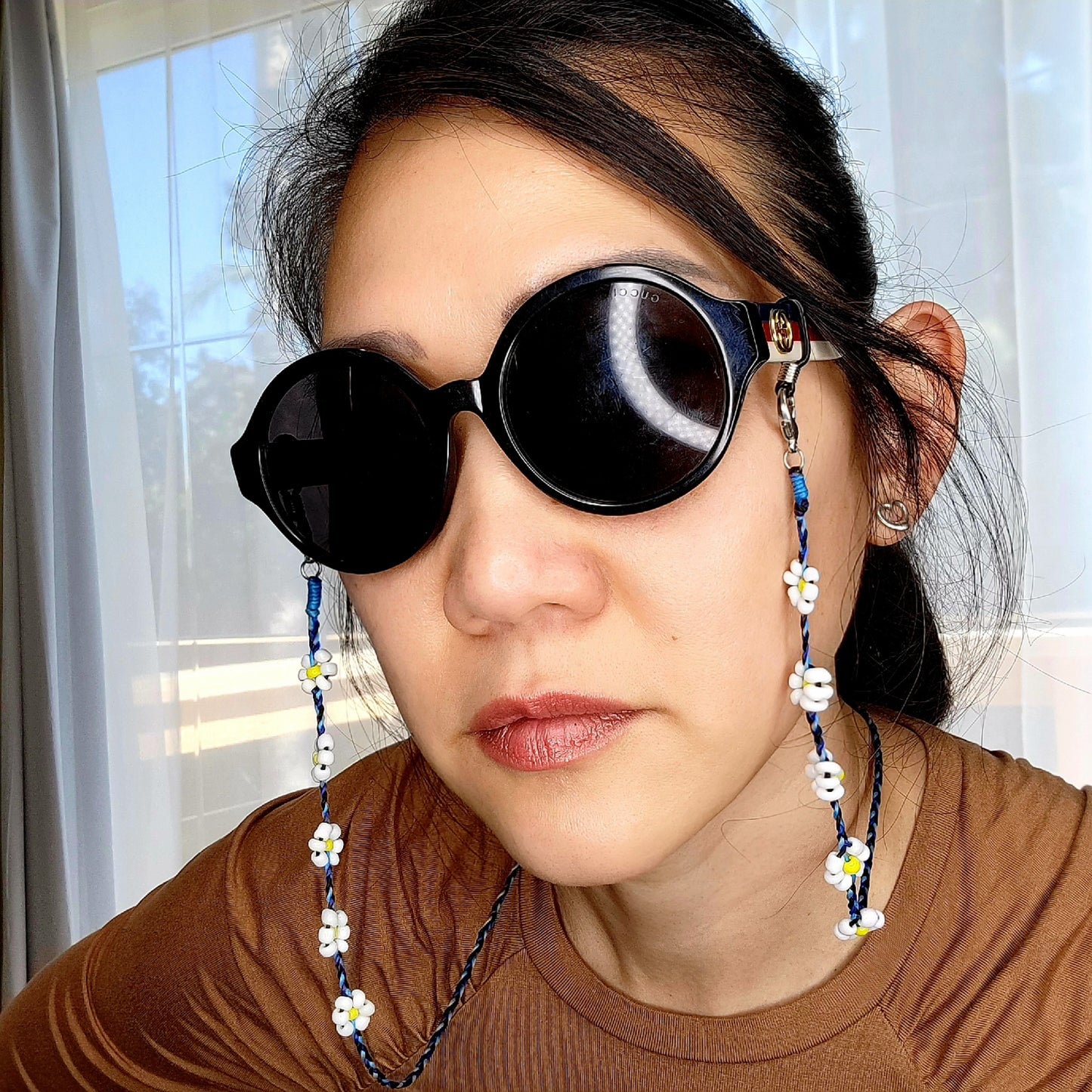 Handmade beaded necklace face mask holder/eyeglasses holder