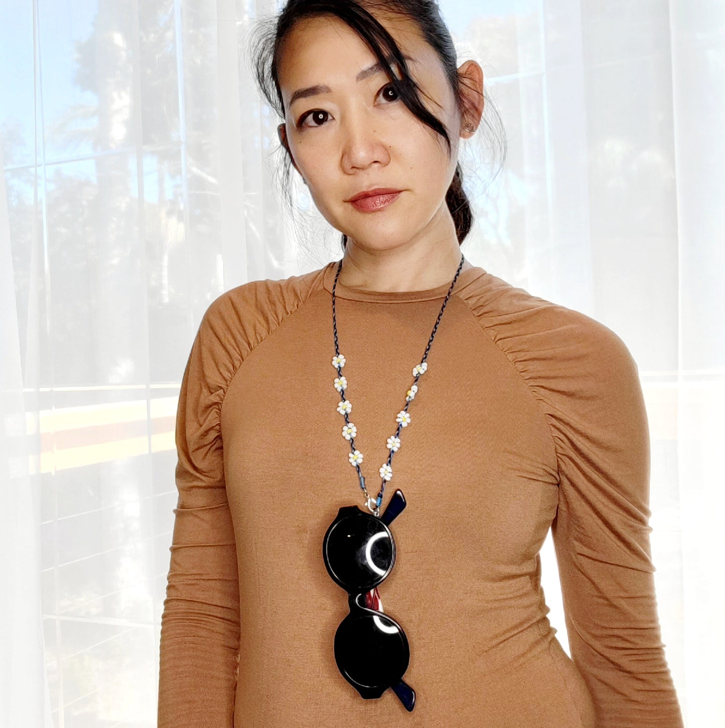 Handmade beaded necklace face mask holder/eyeglasses holder