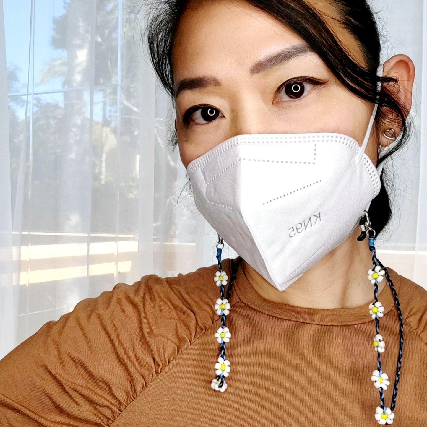 Handmade beaded necklace face mask holder/eyeglasses holder