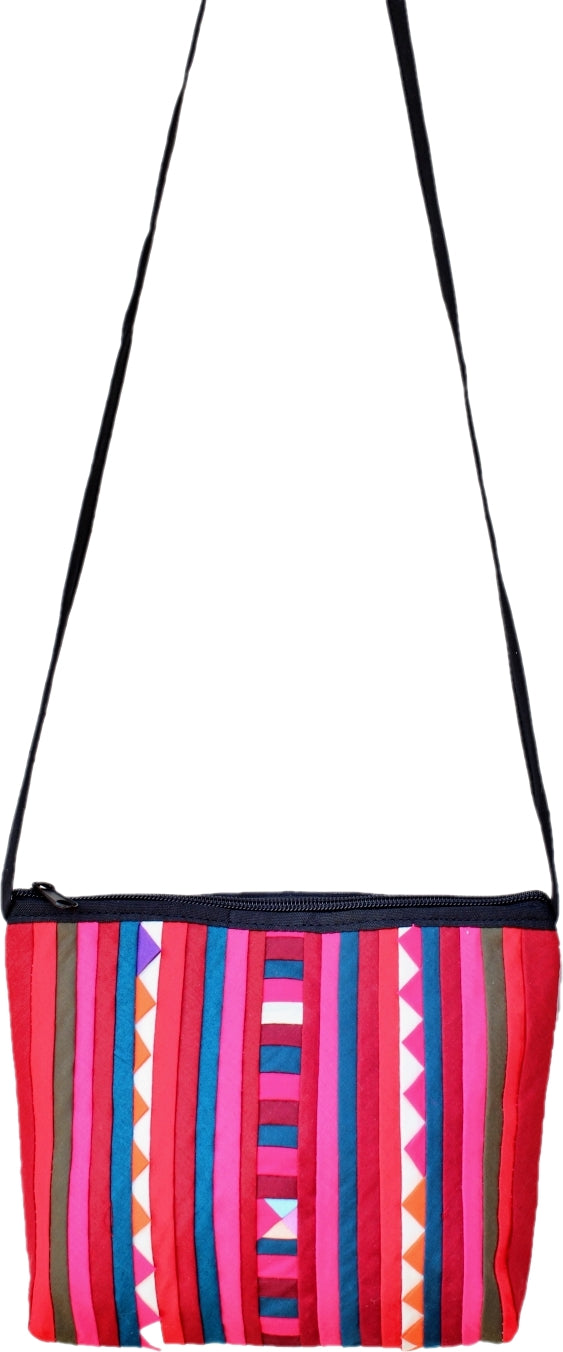 Handmade Lisu hill tribe intricate quilted crossbody purse
