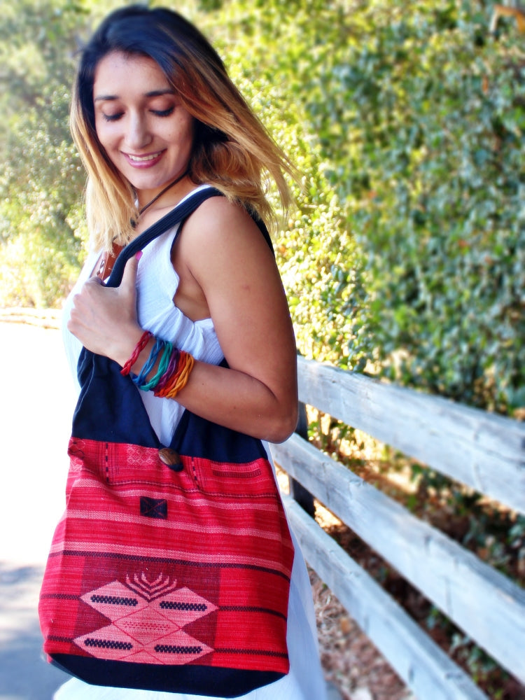 Handmade Naga Hill tribe print Cotton shoulder bag(6 pack/ $10 ea.)