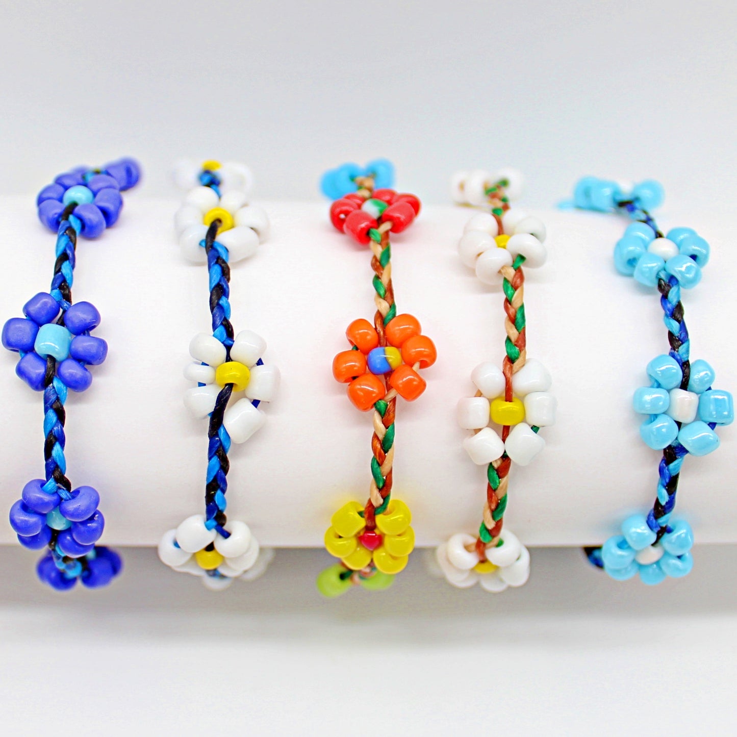 Handmade Macramé daisy flower bead bracelet(12 pack/ $3.50 ea.)