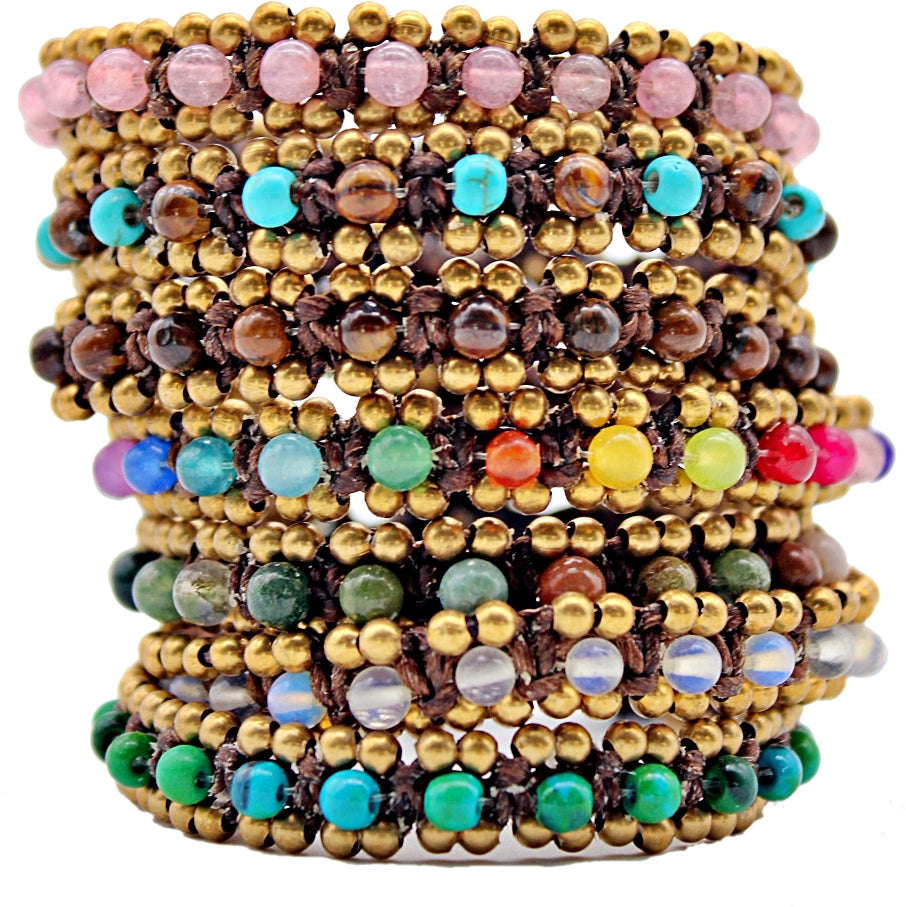Handmade macramé small gemstone bead bracelets