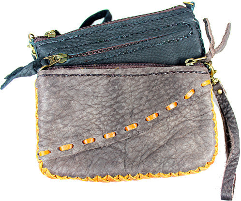 Handmade genuine leather artisan patchwork clutch/ wristlet: CLC-05 - Atlas Goods
