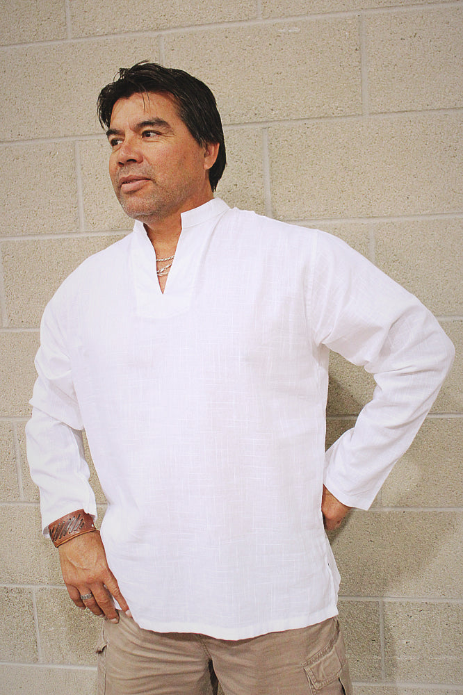 White chinese collar long sleeve men's shirt/ Beach wedding/ Yoga/ Renaissance Medieval Atlas Goods by Your Needs Company White chinese collar long sleeve men's shirt/ Beach wedding/ Yoga/ Renaissance Medieval Atlas Goods by Your Needs Company