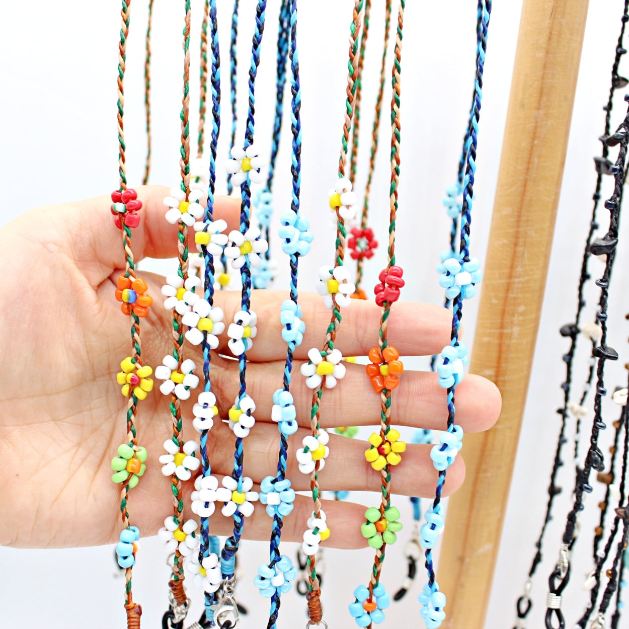Handmade beaded necklace face mask holder/eyeglasses holder