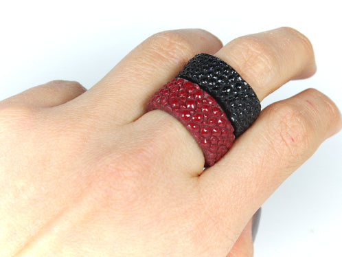 Handmade genuine stingray leather ring
