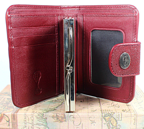 Genuine stingray leather French style wallets with magnet button closure - Atlas Goods