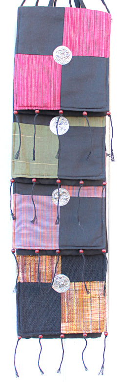 Handmade cotton textile patchwork cross body with elephant medallions accent