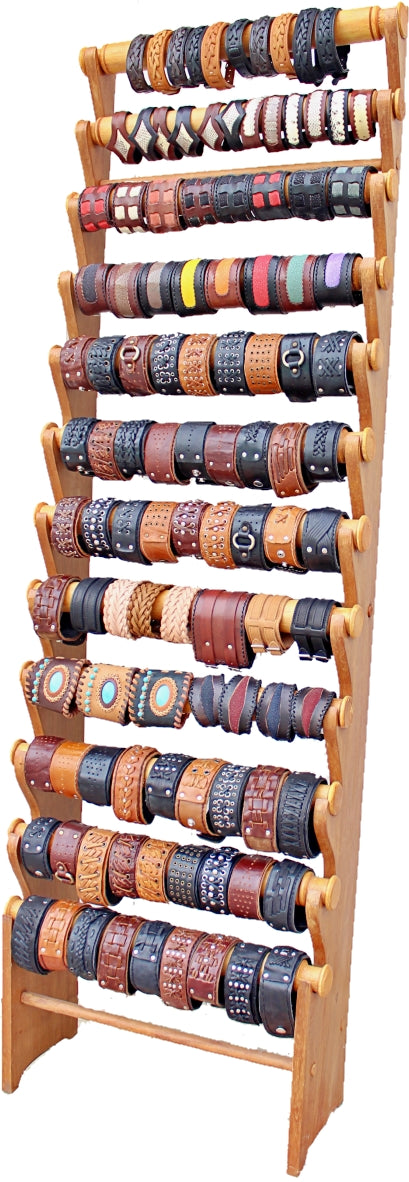 Handmade Cowhide leather bracelet with two buckle straps