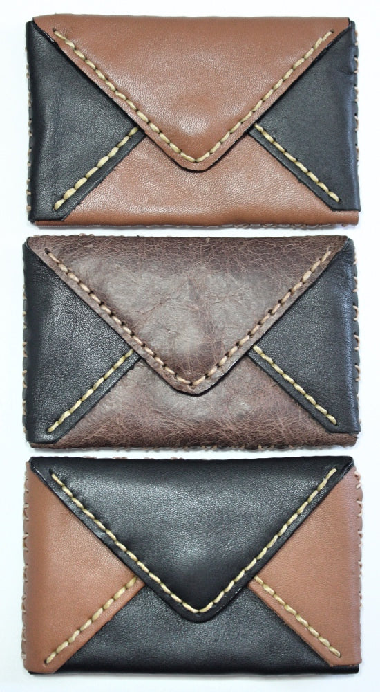 Handmade leather envelope cardholder/ small wallet(earth tone)