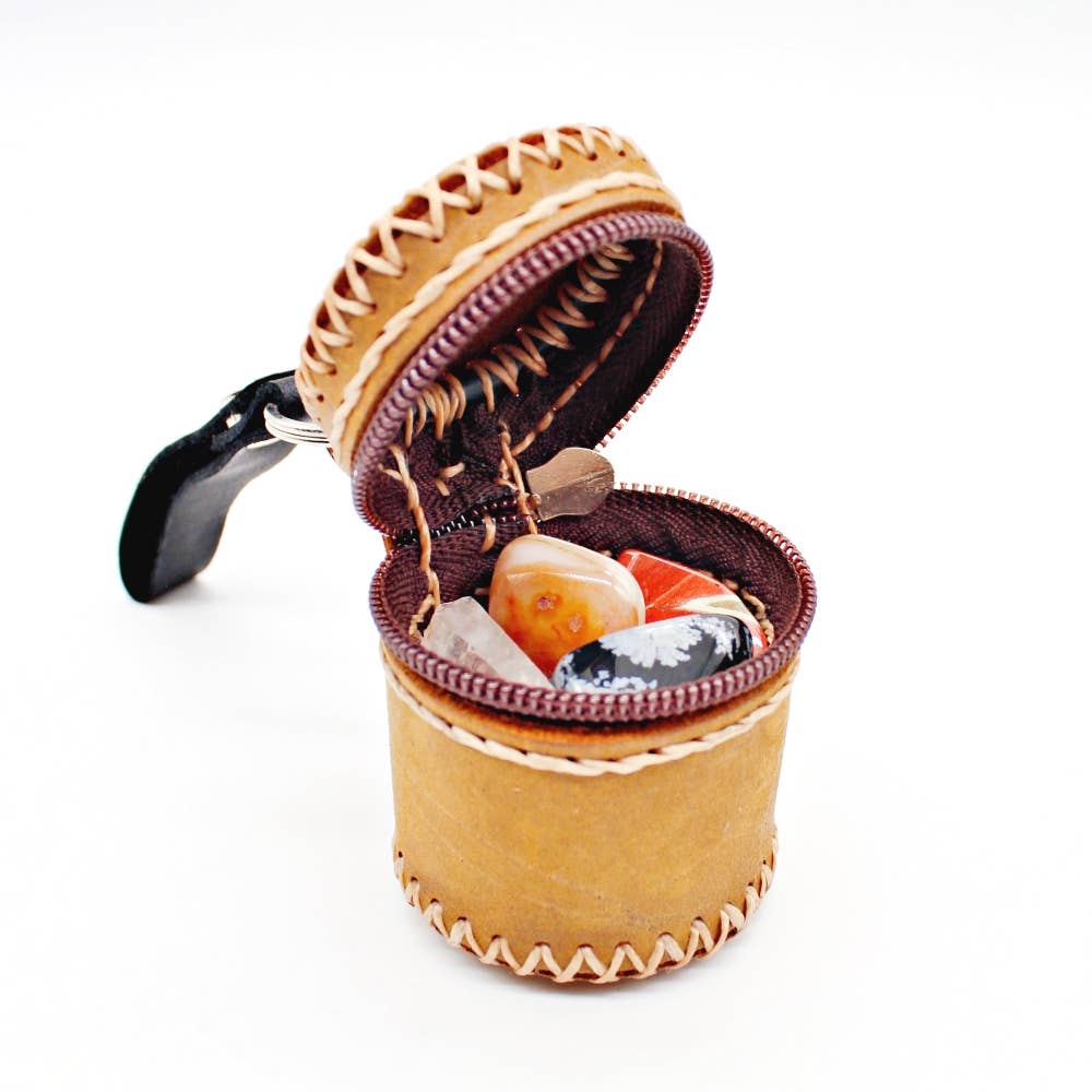 Handmade Western Artisan Coin Purse with stone/ Stash Pouch