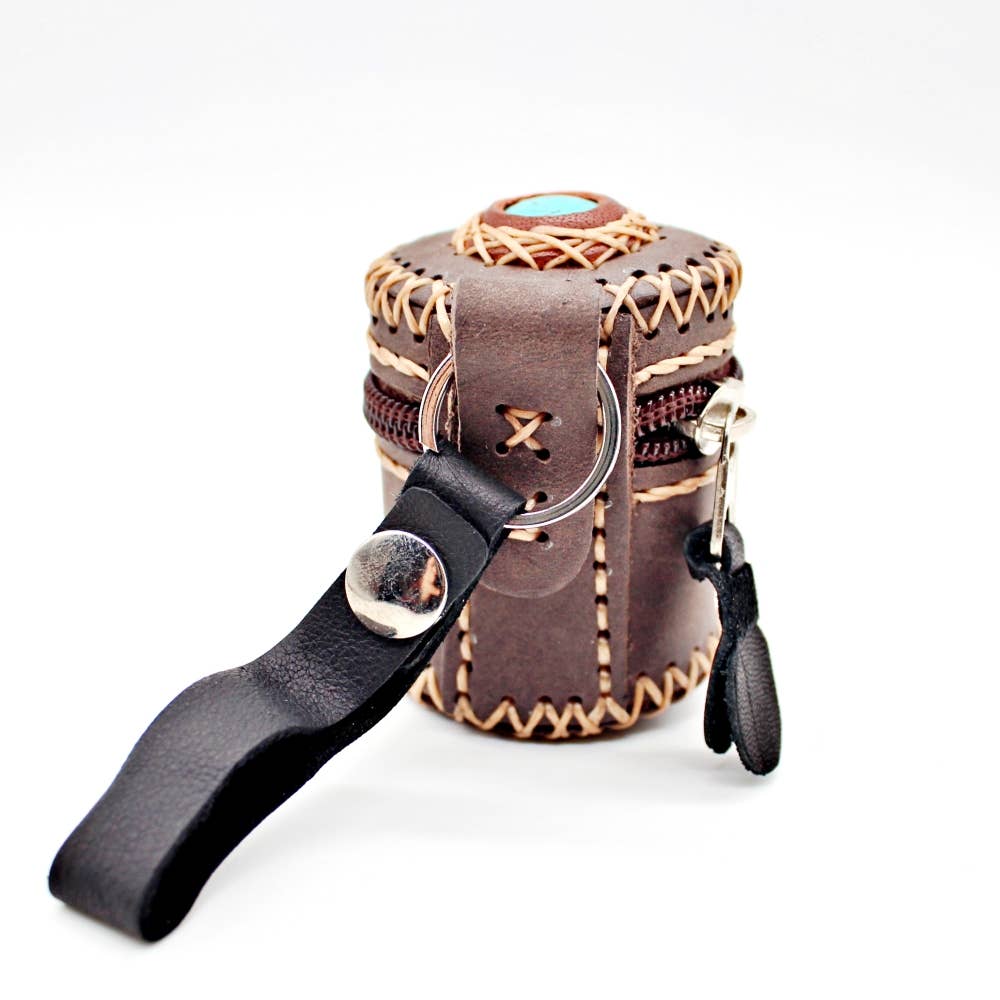 Handmade Western Artisan Coin Purse with stone/ Stash Pouch