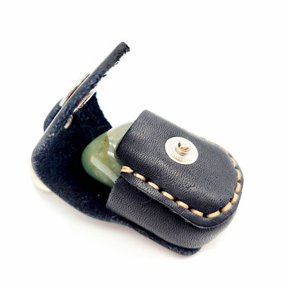 Handmade Leather Gemstone pouch with keychain