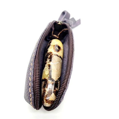 Handmade leather tube shape coin purse tressures keeper