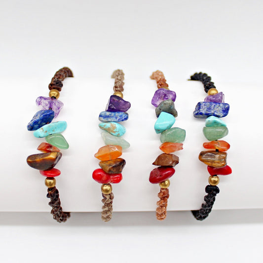 Handmade Macramé chakra stone bracelet(12 pack/ $4 ea.)