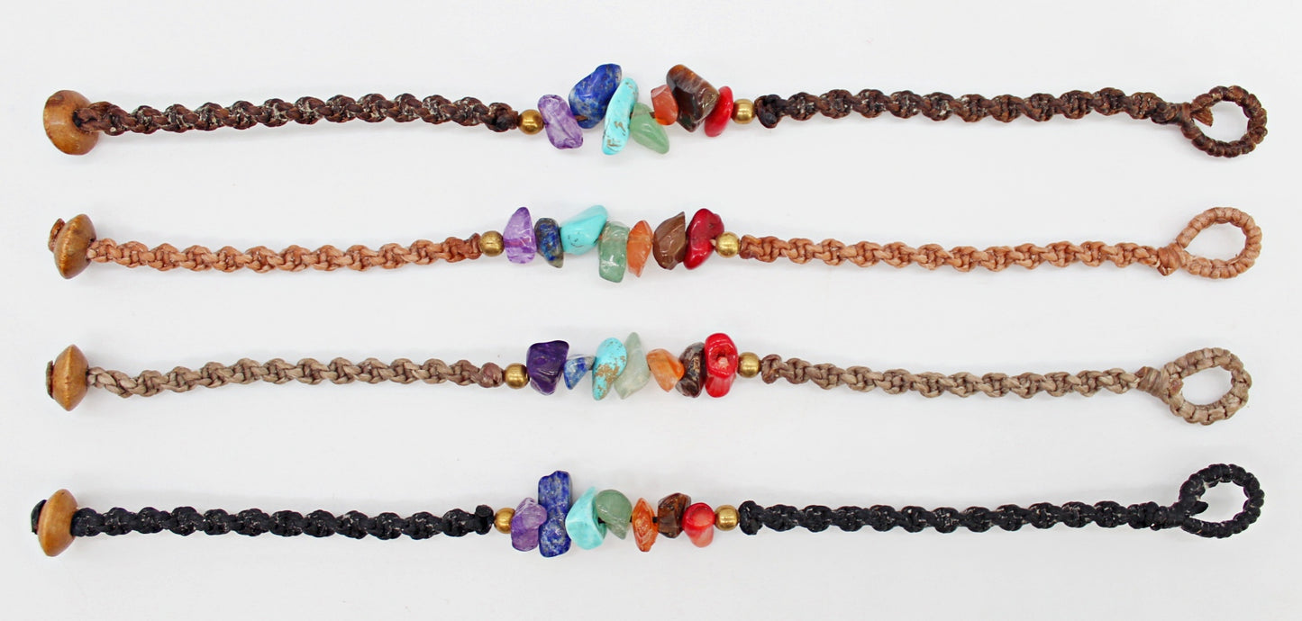 Handmade Macramé chakra stone bracelet(12 pack/ $4 ea.)