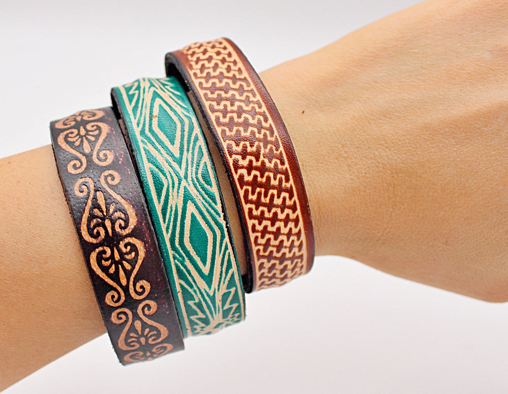 Western Hand Stamped leather bracelet cuff(12 pack/ $6 ea.)