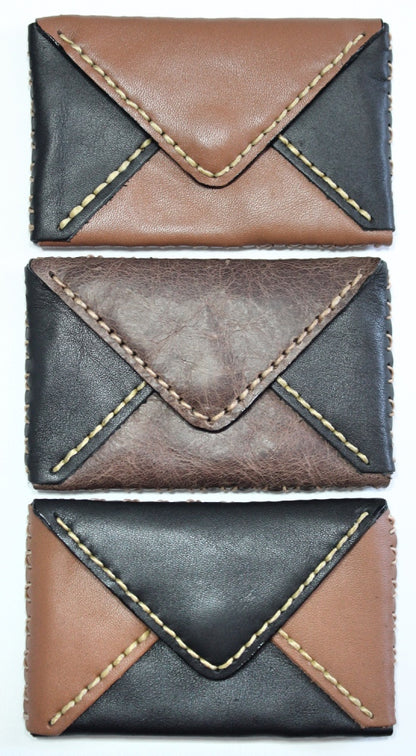 Handmade leather envelope cardholder