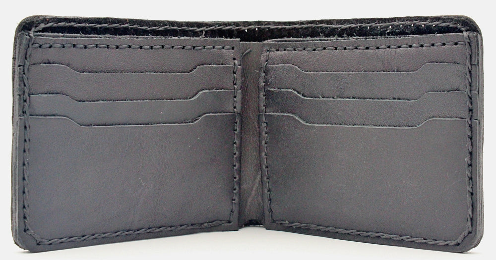 Western Handmade Leather Bifold Wallet with stingray leather accent