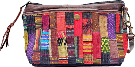 Handmade hill tribe artisan handwoven cotton patchwork crossbody/ shoulder convertible saddle bag
