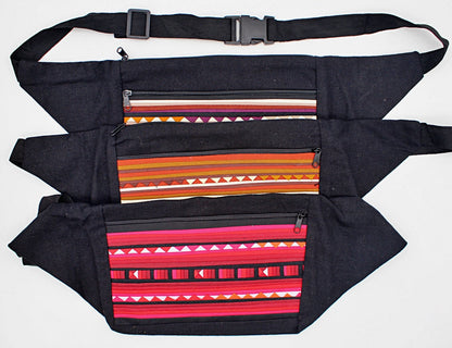 Handmade Lisu hill tribe intricate quilted belt bag/ bum bag(12 pack/ $9 ea.)