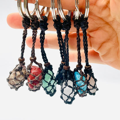 Handmade Macrame Gemstone Keychain (Changeable)(12 pack)