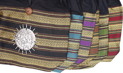 Handmade Thai silk shoulder bag with elephant metal medalion accent
