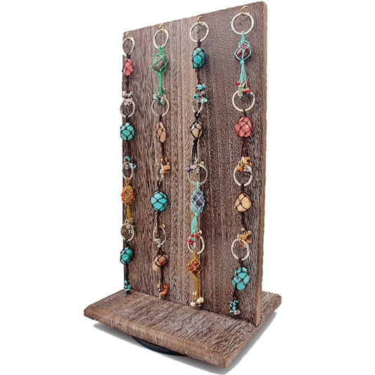 Handmade Macrame Gemstone Keychain with tassel (Changeable)(12 pack)