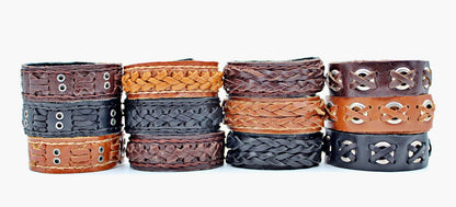 Western Handmade Cowhide Leather Bohemian Woven Bracelets(12 pack/ $6 ea.)