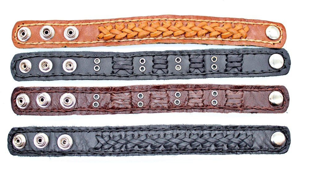 Western Handmade Cowhide Leather Bohemian Woven Bracelets(12 pack/ $6 ea.)