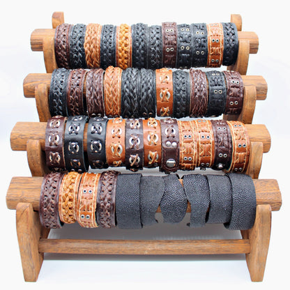 Western Handmade Cowhide Leather Bohemian Woven Bracelets(12 pack/ $6 ea.)