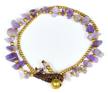 Handmade macrame gemstone bracelets with rotation wooden display
