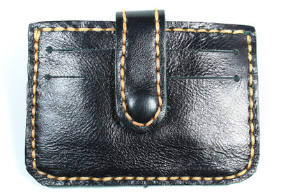 Handmade cowhide thin leather cardholder with button closure - Atlas Goods