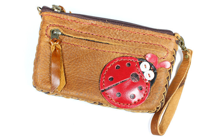 Handmade genuine cowhide leather clutches/wristlets with animal designs : CLC-03 - Atlas Goods