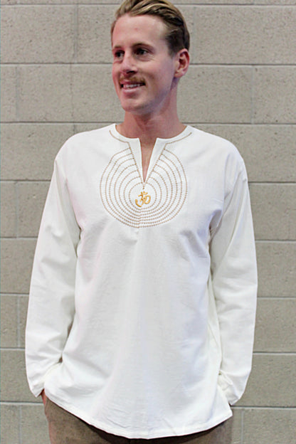 Men's shirt white long sleeve with coconut button/ Beach wedding