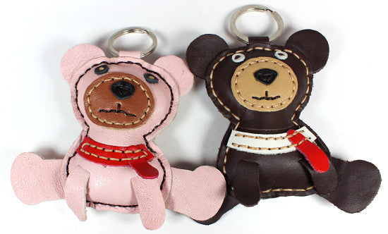Leather Keychain Cute Colorful Animal Keyring Key Chains Handmade Gift A4