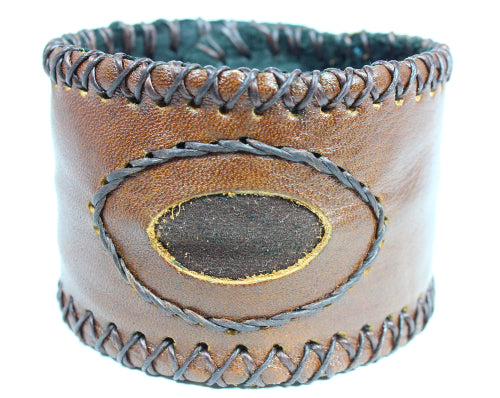 Handmade genuine leather wallet bracelets/ cuffs with gemstone