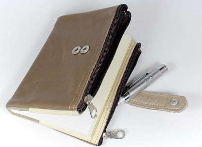 Handmade Leather journal/ clutch with extra zipper pockets