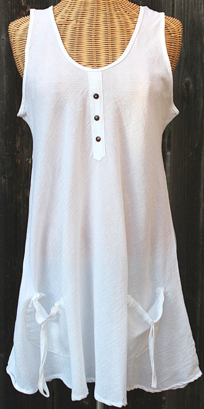 Women white plain cotton sleeveless top