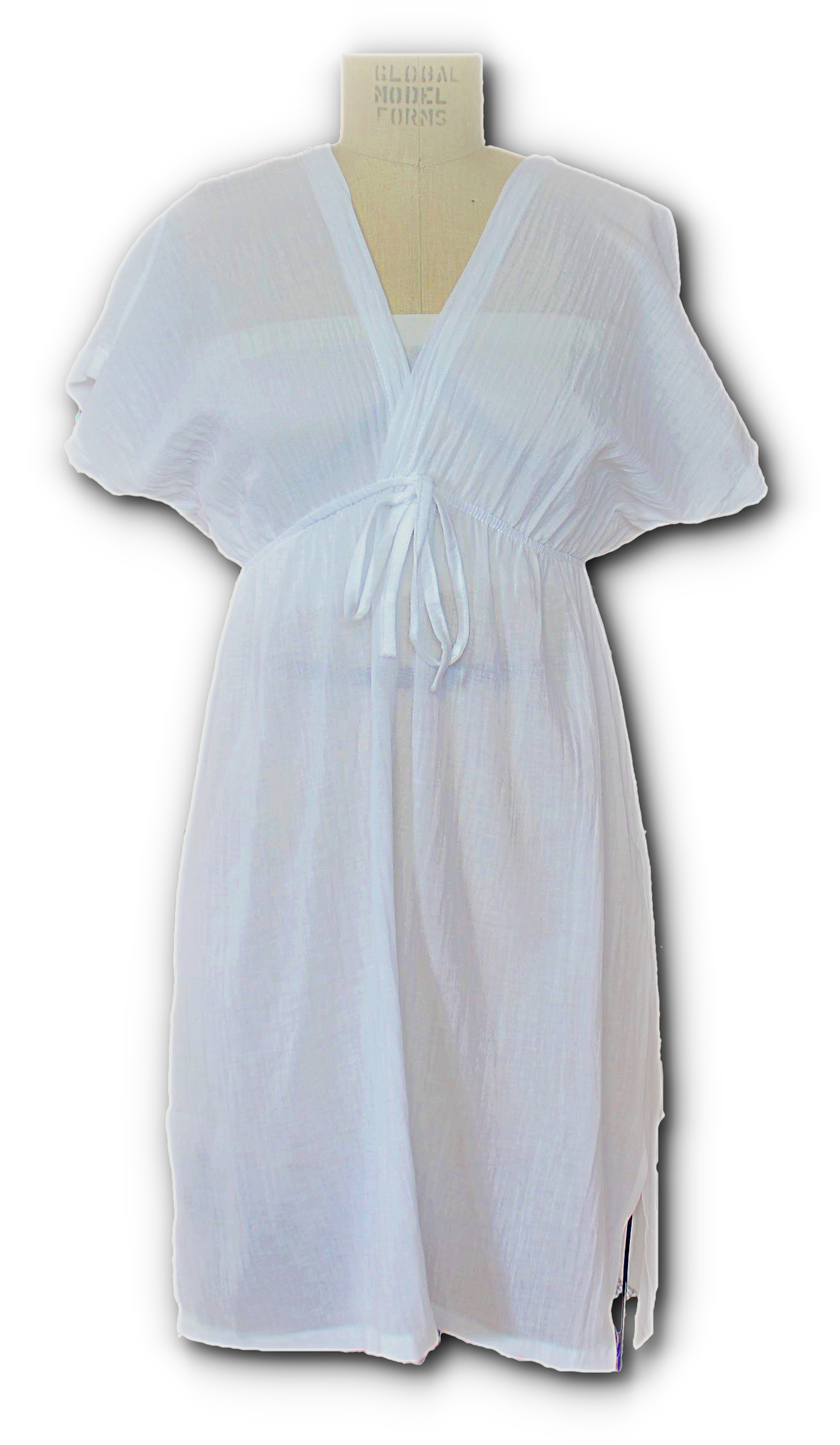 Women white plain cotton short sleeve long top