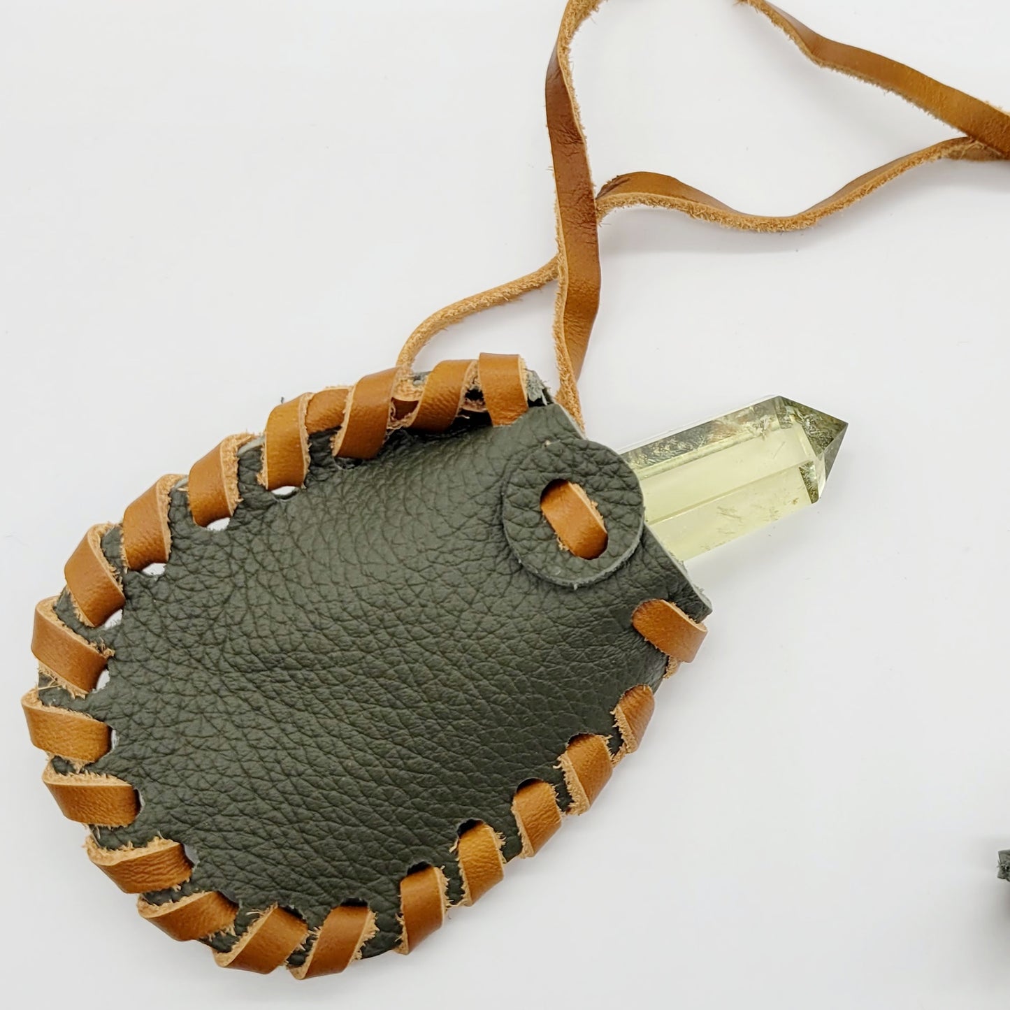 Handmade leather medicine bag with adjustable leather cord