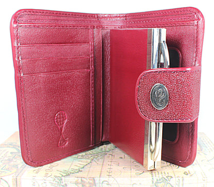 Genuine stingray leather French style wallets with magnet button closure - Atlas Goods