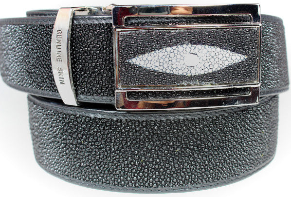 Genuine stingray leather belt with hidden zipper pocket (Money Belt) : SRB-0904 - Atlas Goods