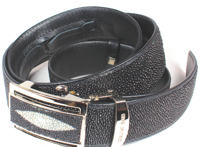 Genuine stingray leather belt with hidden zipper pocket (Money Belt) : SRB-0904 - Atlas Goods
