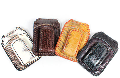 Sea snake skin leather money clip with cardholder : SSN-12 - Atlas Goods