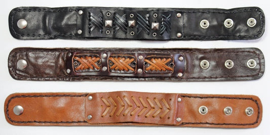 Handmade genuine leather wallet bracelets/ arm band, woven style-extra large