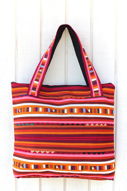 Handmade Lisu hill tribe intricate patchwork tote shoulder bags - Atlas Goods
