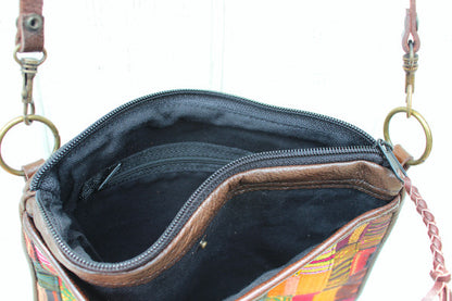 Handmade hill tribe artisan handwoven cotton patchwork crossbody/ shoulder convertible bag - Atlas Goods